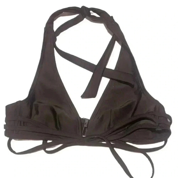 Never worn Wolf @whistle 2piece triangle black hi cut strappy sexy bikini UK10/M - Picture 3 of 5